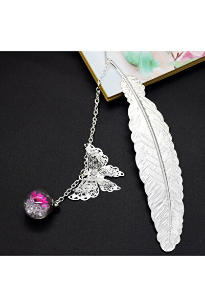 Choice فاصل كتب فضي على شكل فراشة وردة بتصميم ريترو، فاصل كتب معدني إبداعي عل...