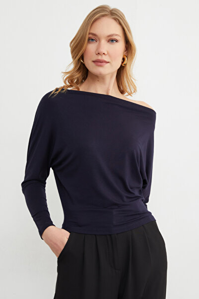 Fulla Moda Basic Boat Neck Batwing Sleeve Blouse