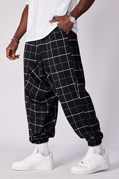 FG KONNİCHİWA Unisex Ethnic Patterned Loose Hippie Bohemian Baggy Pants with Elastic Waist and Cuffs and Pockets Ethnic Design