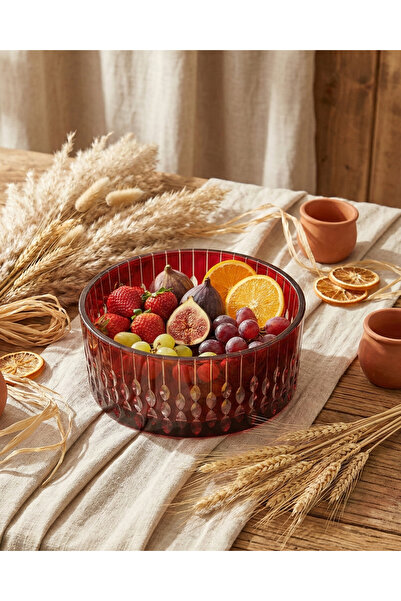 AKDEN STORE Verre Series Red Sandra Decorative Presentation Bowl