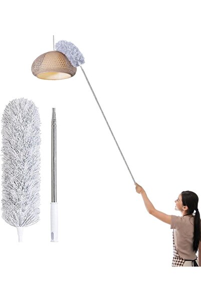 Khazna منفضة ريش متطورة مع عصا قابلة للتمديد من 30 إلى 100 بوصة لتنظيف المنزل