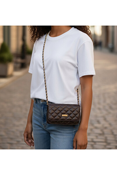 Moda fiesta Women's Quilted Chain Strap Crossbody Bag – Multi-Pocket, Card Ho...