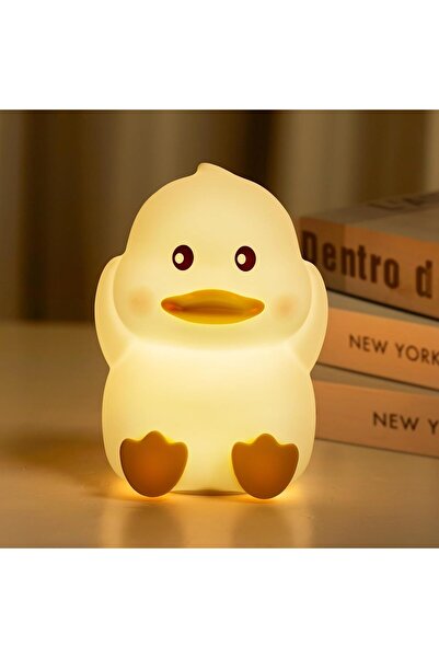 BIGTHREE مصباح ليلي على شكل بطة من السيليكون بتقنية LED - مستشعر لمس، قابل لإ...