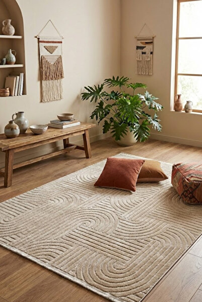 Ayduran Halı Verona İskandinav Kabartmalı Yıkanabilir Kaymaz Taban Yumuşak Do...