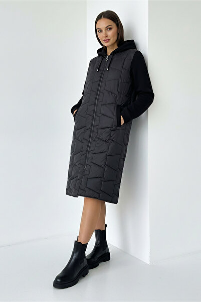 Giyim Dünyası Women's Oversized Quilted Coat Black