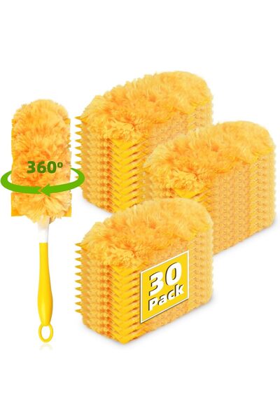 TERRIFI عبوة من 30 قطعة من عبوات إعادة تعبئة المنفضة بمقبض واحد (أسود 360 درجة)