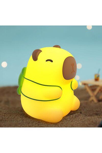 AZONEE مصباح ليلي لطيف على شكل حيوان الكابيبارا للأطفال، 7 ألوان، مصباح سيليك...