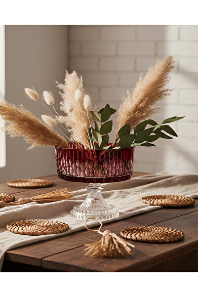 AKDEN STORE Verre Series Red Sandra Decorative Presentation Bowl