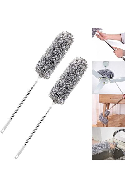 OMIRA منفضة ريش قطعتين - منفضة ريش قابلة للتمديد من الألياف الدقيقة بطول 30-100 بوصة، رأس قابل للثني والغسل