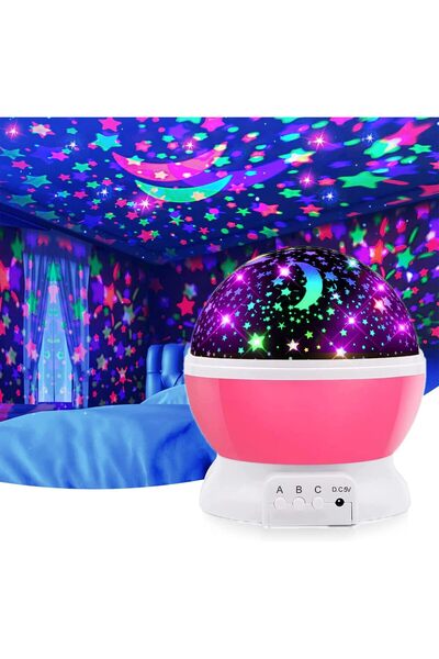 CoolBaby جهاز عرض النجوم الليلي للبنات - مصباح سقف مرصع بالنجوم للبنات (وردي)