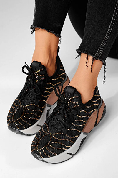 Zaira Adidasi dama negri din material textil Maria #22337 - 40