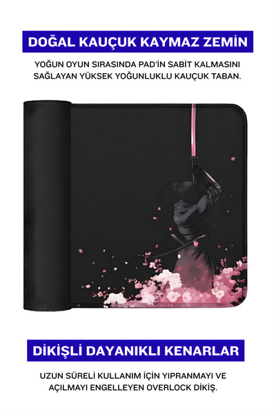 BLACK DEER 8 Farklı Model Dikişli Kenar 70x30 cm Dijital Oyuncu Gaming Mouse Pad (Sword)