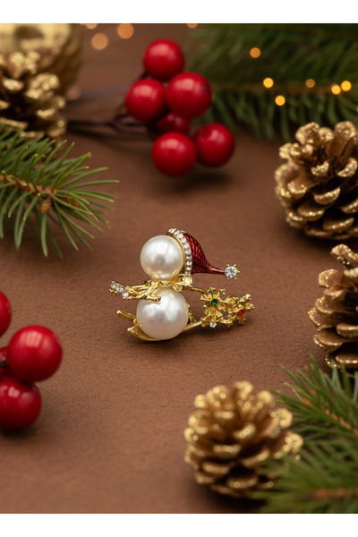 GKCBijoux Kızağa Binen Kardan Adam Broşu - Yılbaşı Özel