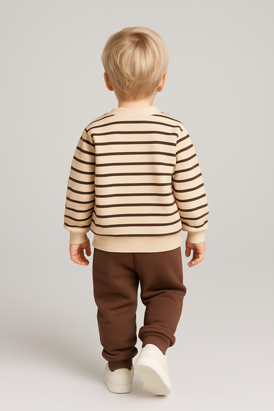 aden kids طقم ملابس أطفال مكون من قطعتين من القماش المخطط