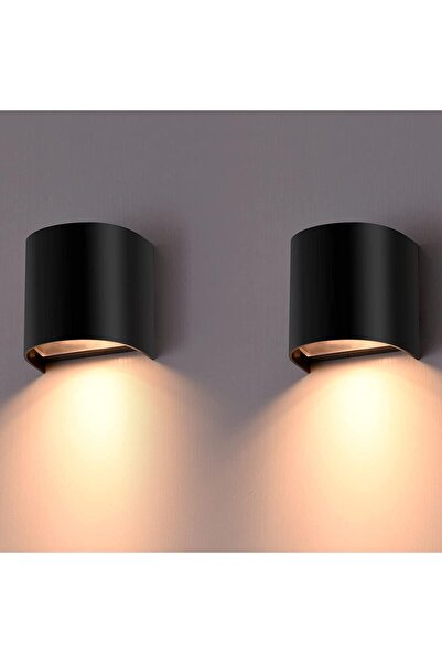 OEM Set of 2 Modern Outdoor Wall Sconces, IP65 Waterproof, Matte Black Finish