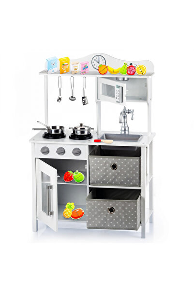 kinderplay Bucatarie interactiva din lemn cu sunete lumini LED si cuptor Vint...