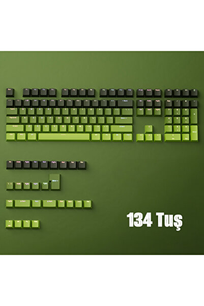 silabor Matcha Tuş Takımı, Gradyan Keycaps, Arkadan Aydınlatmalı 134 Tuşlu Mekanik Klavye Uyumlu, PBT.