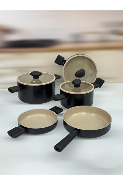 AROW طقم أواني طهي مكون من 8 قطع مطلي بالكريستال - أسود TKEBT أسود