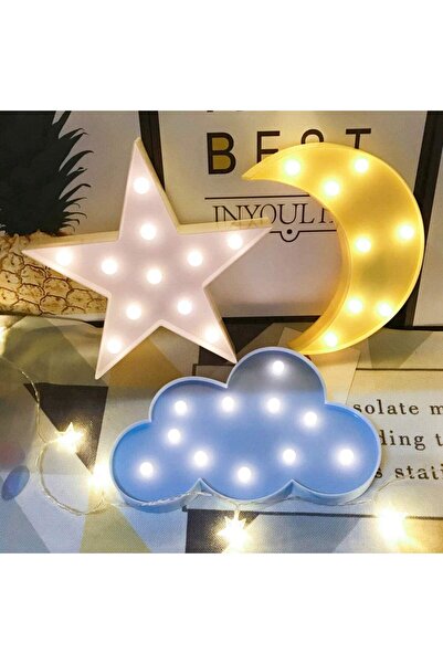 KASTWAVE مصباح طاولة ليلي LED للأطفال، بتصميم قمر ونجمة وسحابة