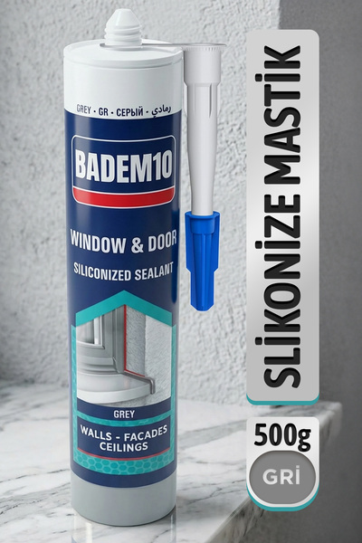 Badem10 Gri Renkli Boyanabilir Genel Amaçlı Kolay Uygulanır İnşaat Mastik 500 gr