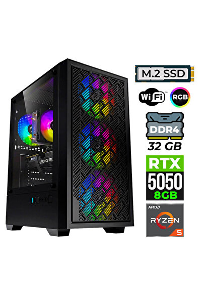 XASER BladeX20 Ryzen 5 5500 32GB Ram 1TB M.2 NVMe SSD 8GB RTX5050 Oyuncu Tavs...