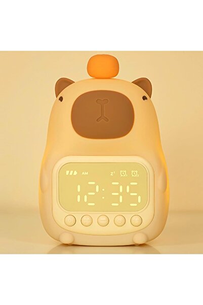 EXCEFORE مصباح ليلي على شكل حيوان الكابيبارا مع ساعة رقمية