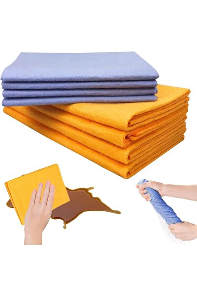 TERRIFI 8 قطع من مناشف الشامواه المعجزة - شامواه فائقة الامتصاص وقابلة لإعادة الاستخدام (38 × 38 سم، 50 × 60 سم)