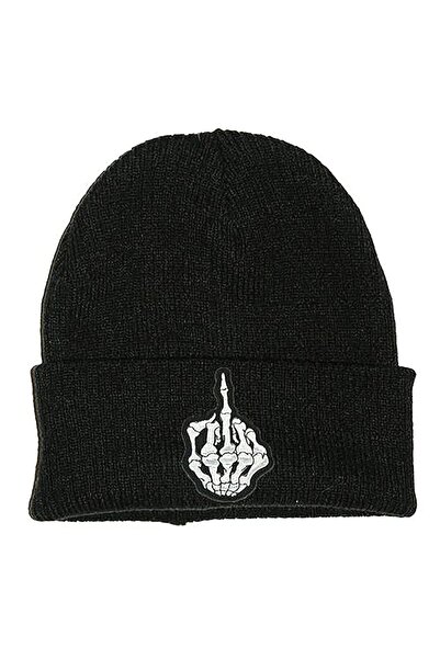 FG KONNİCHİWA Skeleton Middle Finger Embroidered Logo Winter Beanie Daily Trend Fashion Fashion