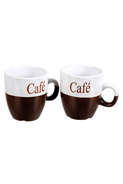 Koopman International Set of 2 Koopman mugs, ceramic, 7x7.5 cm, 150 ml, brown