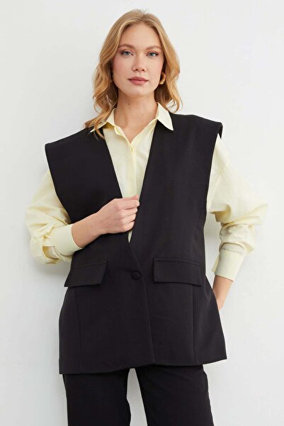 Fulla Moda Fleto Single Button Vest with Pockets