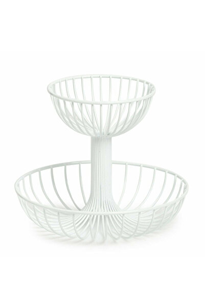 zeller bol dublu pentru fructe, metal, 32x26cm, alb