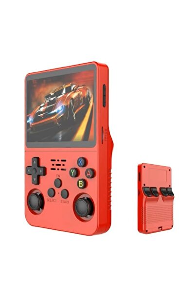 R36S Consolă de jocuri portabilă, stocare 64 GB, ecran HD de 3,5'', roșie