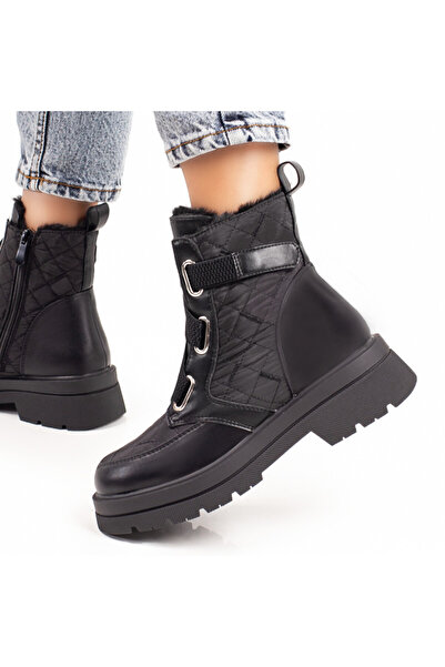 Modlet.ro Ghete negre de damă cu șireturi elastice și velcro MOD07208