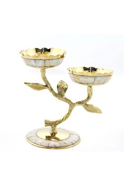 Epilons Sfeșnic din alamă perlat din 2 piese