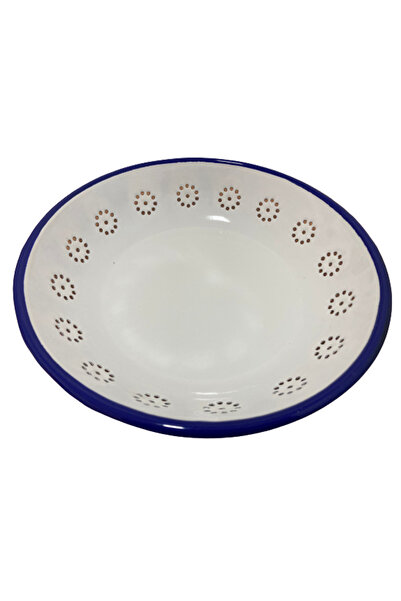 iBiLi -Coș de pâine Blanca, oțel emailat, 24x4,5 cm, alb/albastru