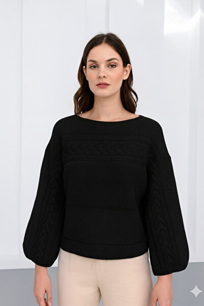 Sea Style Πλεκτό πουλόβερ με μοτίβο με φαρδιά μανίκια