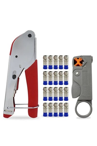 NO NAME Set clește de compresie CATV cu dezizolator de cabluri și 20 de conec...