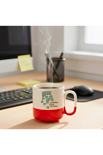 Finka Dekor Yüzünden Düşen Bin Parça Baskılı -Hediyelik Seramik Kupa Bardak