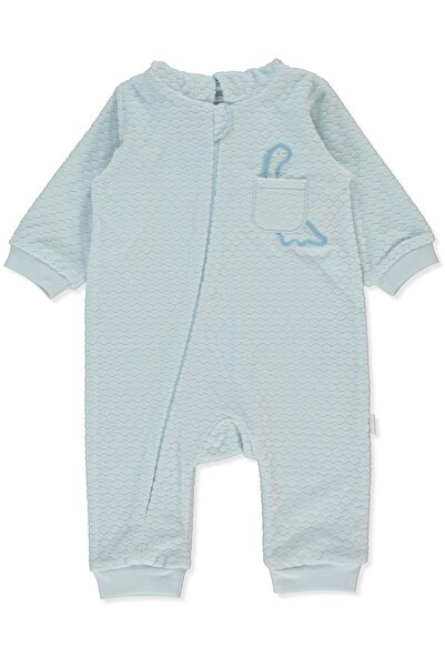 Bebetto Velvet Zippered Jumpsuit Without Socks (Dinosaur) Blue