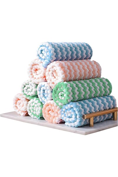 Yelajoy 10 Pcs Microfiber Cleaning Cloths - Super Soft Absorbent Dish Towels (Random Colors)