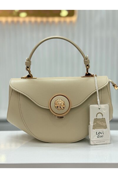 Levidor Premium Geometrik Model Omuz Çantası Vizon