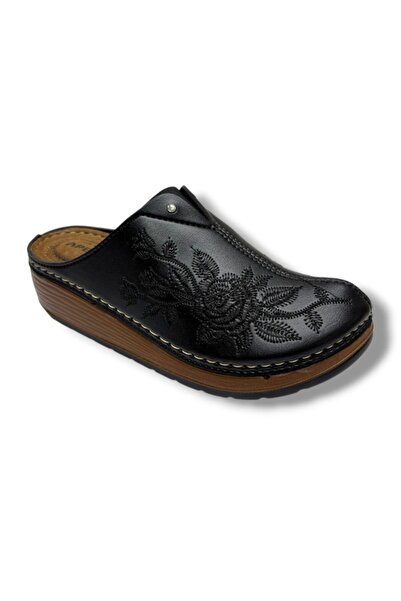 Apella Safir 797-26 Gül İşlemeli Anatomik Sabo Kadın Terlik