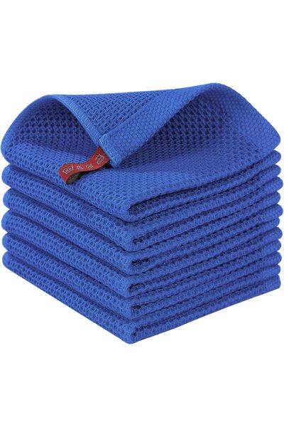 Bukela مناشف أطباق قطنية بنسيج الوافل، 12 × 12 بوصة، عبوة من 6 قطع، فائقة النعومة، ماصة، سريعة الجفاف