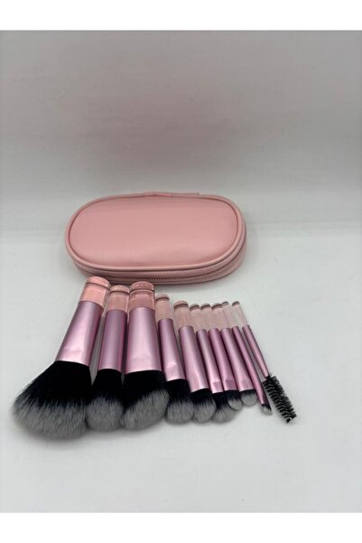 MYKOZMETİK مجموعة فرش مكياج وردية مكونة من 10 قطع