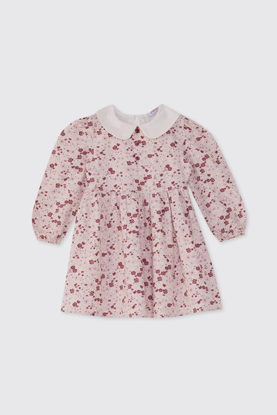 Panço Kız Bebek Çiçek Desenli Ekru Elbise