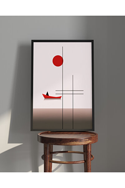 Rosaart Tablo | Ahşap Çerçeveli Tablo | Çerçeveli Poster | Kırmızı Kayık Tema...