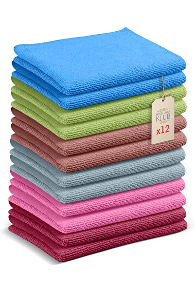 Hotel Linen Klub 12-Pack Microfiber Wash Cloths, 40x40 cm, Mixed Colors