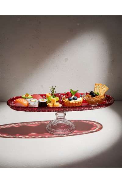 AKDEN STORE وعاء عرض زخرفي أحمر من سلسلة فير سلسلة ساندرا