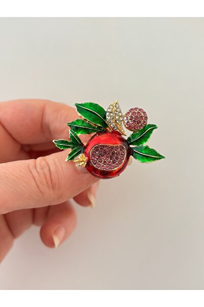 Ceyms Aksesuar Taşlı Nar Tasarım Broş