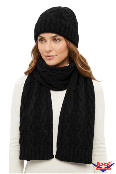 AXE SPORTSWEAR Winter Soft Textured Wool Hair Knit Thick Knitwear Scarf and B...